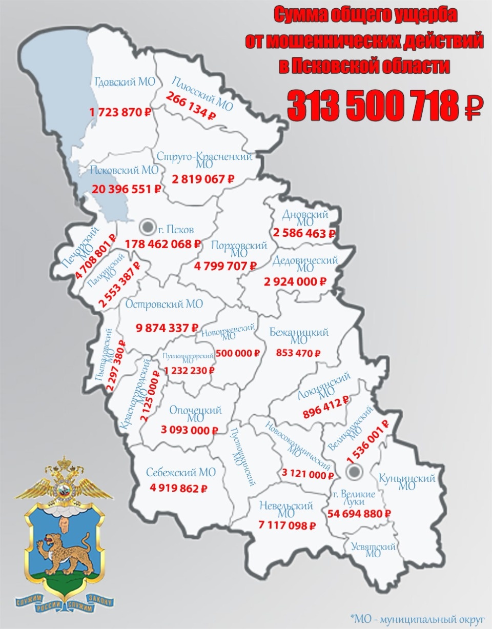 Более 313 млн рублей лишились псковичи после общения с мошенниками Более 313 млн рублей лишились псковичи после общения с мошенниками