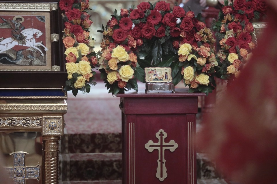 Мощи великомученика Георгия Победоносца встретили в Пскове 