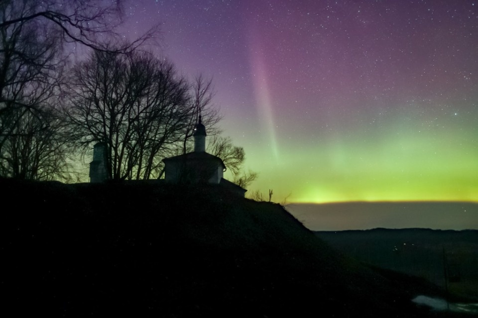 В Псковской области запечатлели северное сияние