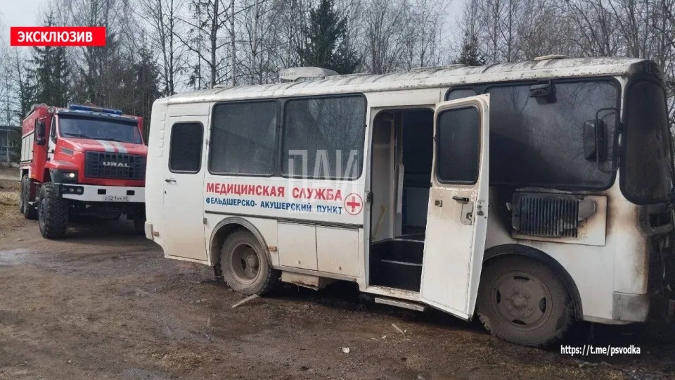 Автобус горел в Дно Автобус горел в Дно