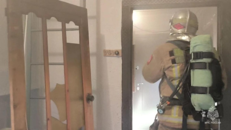 В Пскове из горящей квартиры спасли семью с маленькими детьми