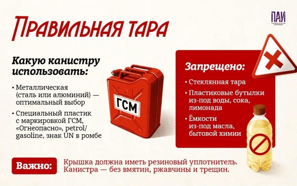 Как безопасно перевозить бензин в канистрах, рассказали псковичам Как безопасно перевозить бензин в канистрах, рассказали псковичам