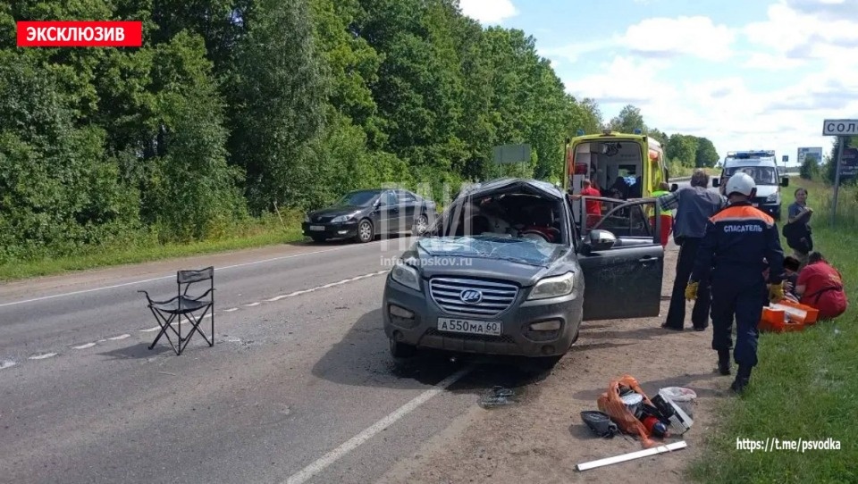  Под Псковом перевернулся автомобиль