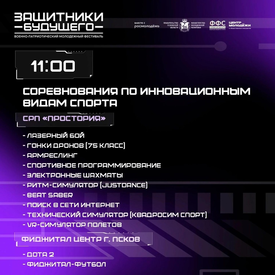 Опубликована программа молодежного фестиваля «Защитники будущего» в Пскове