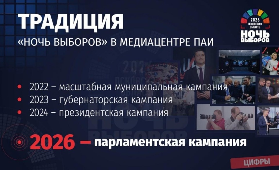 Опубликованы главные цифры «Ночи выборов - 2026» в Псковской области 