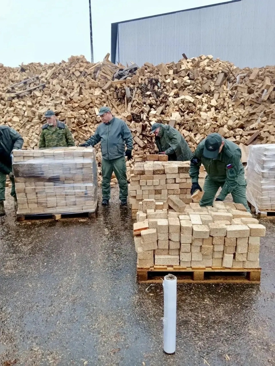 Псковские дружинники собрали для бойцов СВО девять поддонов брикетов Псковские дружинники собрали для бойцов СВО девять поддонов брикетов